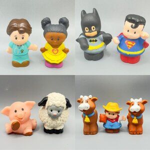 Fisher Price Little People Lot of 17 Figures & Vehicles Farm Animals DC Heroes